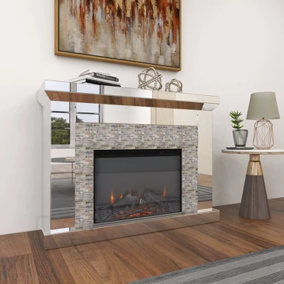 Glam Wood Electric Fireplace Clear - Olivia & May: Luxury Indoor Heater, No Assembly Required 18 Glam Wood Electric Fireplace Clear - Olivia & May: Luxury Indoor Heater, No Assembly Required - Image 18