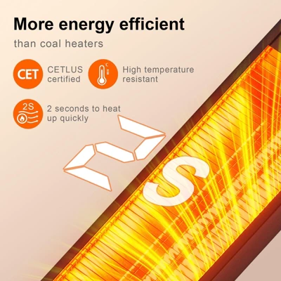 Outdoor Infrared Heaters For Patio, 1500W Portable Patio Heater, Electric 3 Heat Levels Patio Heater(500W/1000W/1500W), Remote Control & 24 Timer 2 Outdoor Infrared Heaters For Patio, 1500W Portable Patio Heater, Electric 3 Heat Levels Patio Heater(500W/1000W/1500W), Remote Control & 24 Timer - Image 2