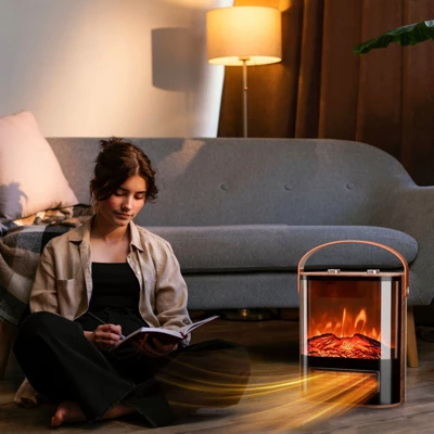 ROVSUN 1500W Electric Fireplace Stove, Portable Freestanding Tabletop Mini Heater, Overheat Protection For Indoor 3 ROVSUN 1500W Electric Fireplace Stove, Portable Freestanding Tabletop Mini Heater, Overheat Protection For Indoor - Image 3