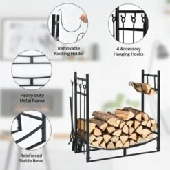 Tangkula 30" Firewood Rack With Tool Set 30" Fireplace Log Holder For Indoor&Outdoor Wood Stacker Lumbar Storage Organizer -Lasko Sale Store GUEST e2894988 6309 4de6 b032 bcddbd3fc340