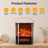 ROVSUN 1500W Electric Fireplace Stove, Portable Freestanding Tabletop Mini Heater, Overheat Protection For Indoor