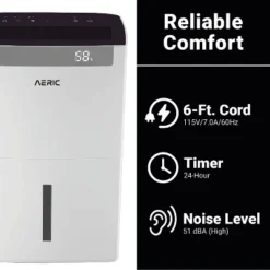 Aeric Energy Star 50 Pint Portable Dehumidifier: 3 Settings, 2-Year Warranty, No Filter, Over 3000 Sq. Ft. Coverage -Lasko Sale Store GUEST e574fa15 f175 4fd3 aef8 84bec72adbe9