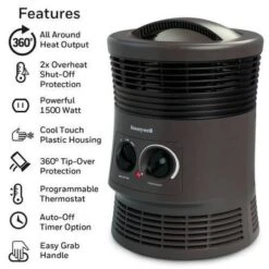 Honeywell HHF360B 1500W 360˚ Surround Indoor Heater Black: Portable Space Heater For Bedroom, ETL Listed, Fan Driven -Lasko Sale Store GUEST e813e501 5fde 4267 8f4f 8665f4798612