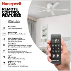 Honeywell Graceshire 52 Inch Indoor Modern Ceiling Fan With LED Light, Remote Control, 5 Blade Airflow Fixture, Adjustable Temp, White -Lasko Sale Store GUEST e8539e2d 0cf9 4b75 9bd5 379106175335