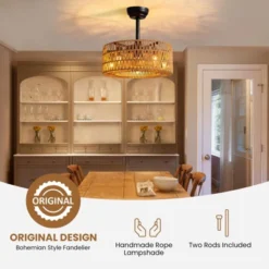 Ludomide Boho Caged Ceiling Fan, 18" Woven Rattan Ceiling Fan With Lights, Farmhouse Low Profile Fandelier For Bedroom Kitchen Living Room 12 Ludomide Boho Caged Ceiling Fan, 18" Woven Rattan Ceiling Fan With Lights, Farmhouse Low Profile Fandelier For Bedroom Kitchen Living Room -Lasko Sale Store GUEST e8799569 1df2 47d8 923a d263b6f4578a