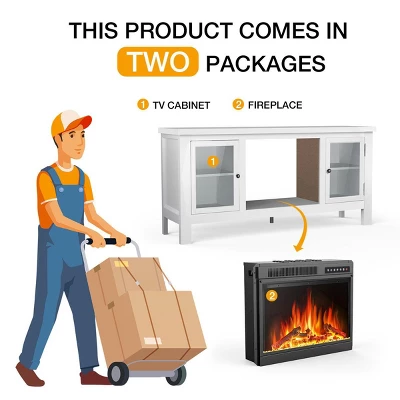 Kismile 57" Electric Fireplace TV Stand With Storage Cabinets, Electric Fireplace With Mantel With Remote Control Feature 750w/1500w Settings 7 Kismile 57" Electric Fireplace TV Stand With Storage Cabinets, Electric Fireplace With Mantel With Remote Control Feature 750w/1500w Settings - Image 7