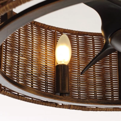 Parrot Uncle 24-inch Antique Brass Cage Ceiling Fan With Light And Remote Bladeless Rattan Ceiling Fans 5 Parrot Uncle 24-inch Antique Brass Cage Ceiling Fan With Light And Remote Bladeless Rattan Ceiling Fans - Image 5