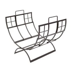 Achla Designs 21" Arts & Craft Log Holder & Suede Carrier Roman Bronze & Brown