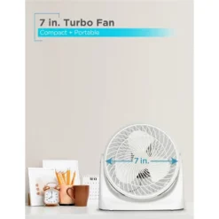 Black & Decker BLACK+DECKER 7-Inch Small Self-Standing Adjustable Portable Fan With 3-Speed Settings, Portable Turbo Fan For Table & Desk With 90 Tilt Angle, White