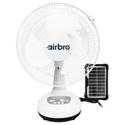 Airbro™ FSA-12 12-In. Rechargeable AC/DC Fan With Solar Charging In White -Lasko Sale Store GUEST f6a1dddd a64d 424d 9a3b ea5b2faff203