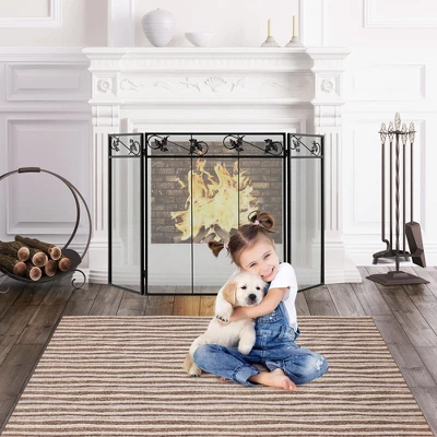 Tangkula 3-Panel Fireplace Screen Decoration Cover Baby Child Pets Safty Folded Fire Doors 2 Tangkula 3-Panel Fireplace Screen Decoration Cover Baby Child Pets Safty Folded Fire Doors - Image 2