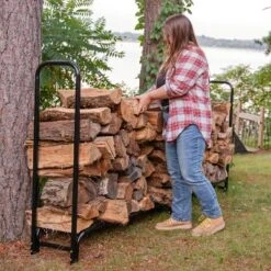 Sunnydaze Decor Sunnydaze Indoor/Outdoor Powder-Coated Steel Fire Pit Or Fireplace Firewood Log Rack Holder - 8' - Black -Lasko Sale Store GUEST f894717d 8998 4d34 a7c1 6ba453ec830c
