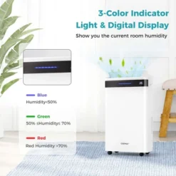 Costway 57 Pint Dehumidifier For Home And Basement With 4 Modes 3-Color Indicator 24H Timer