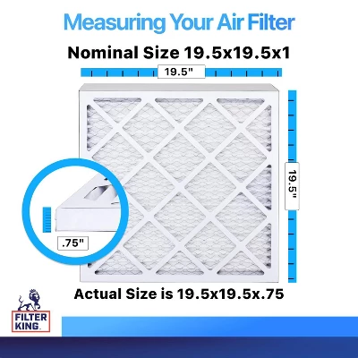 Filter King 19.5x19.5x1 Air Filter | 4-PACK | MERV 8 HVAC Pleated A/C Furnace Filters | MADE IN USA | Actual Size: 19.5 X 19.5 X .75" 1 Filter King 19.5x19.5x1 Air Filter | 4-PACK | MERV 8 HVAC Pleated A/C Furnace Filters | MADE IN USA | Actual Size: 19.5 X 19.5 X .75"
